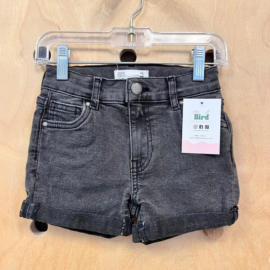 Black Cuffed Denim Shorts