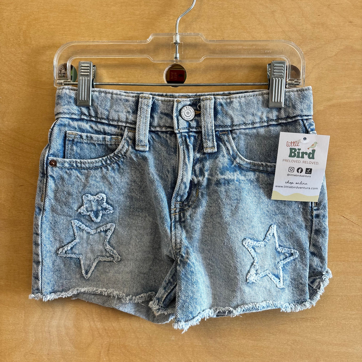 Light Wash Star Denim Shorts