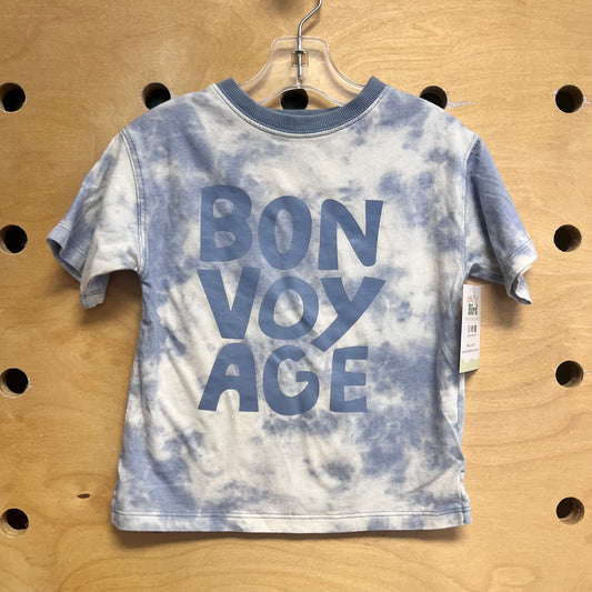 Organic Blue Tie Dye 'Bon Voyage' Tee
