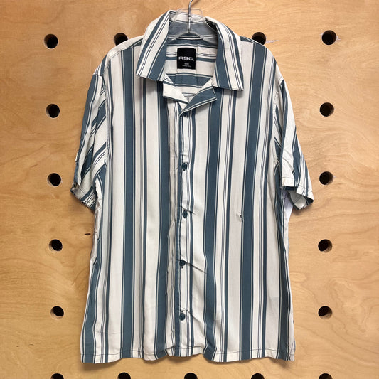 Cream/Teal Striped Button Up