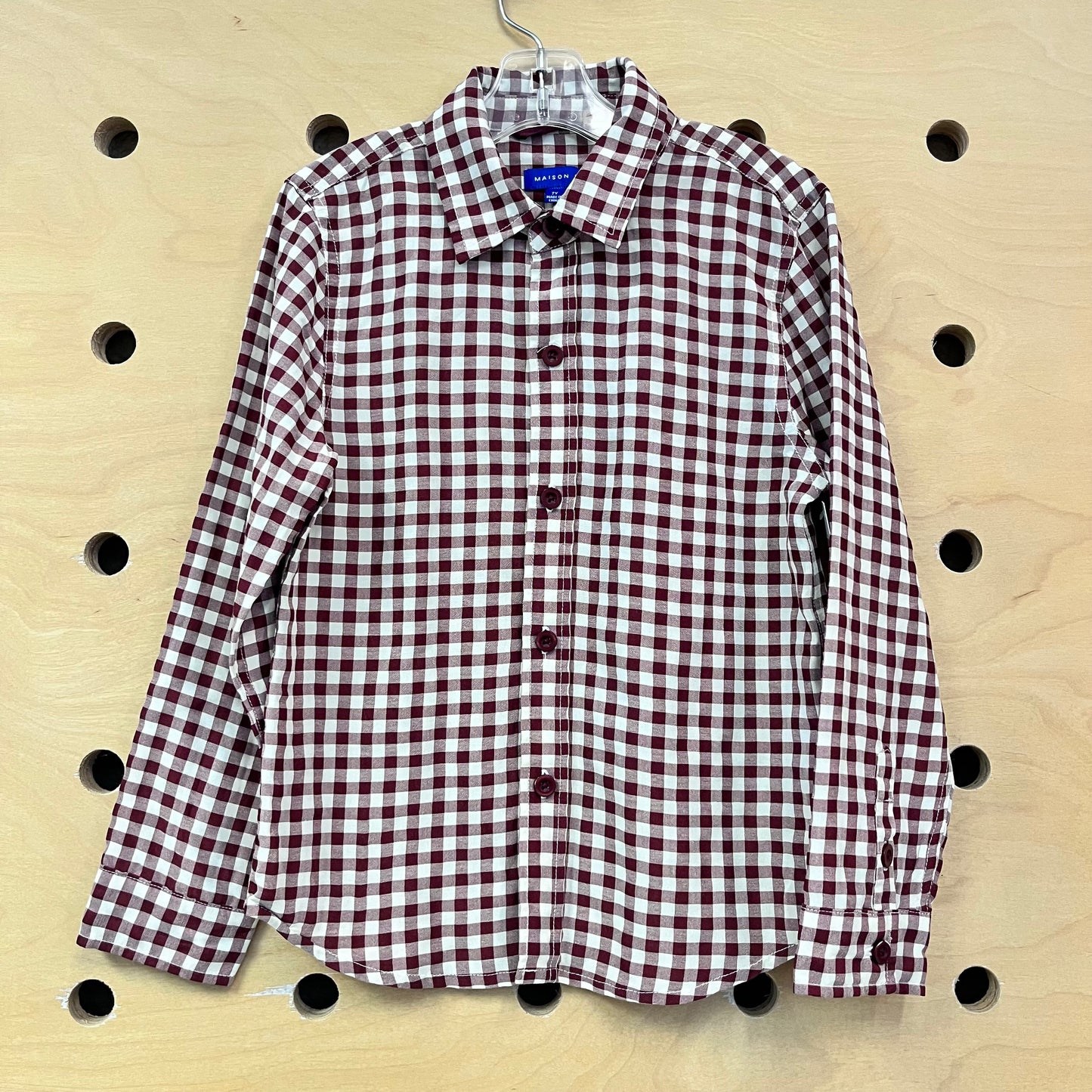 Red & Cream Gingham Button Up