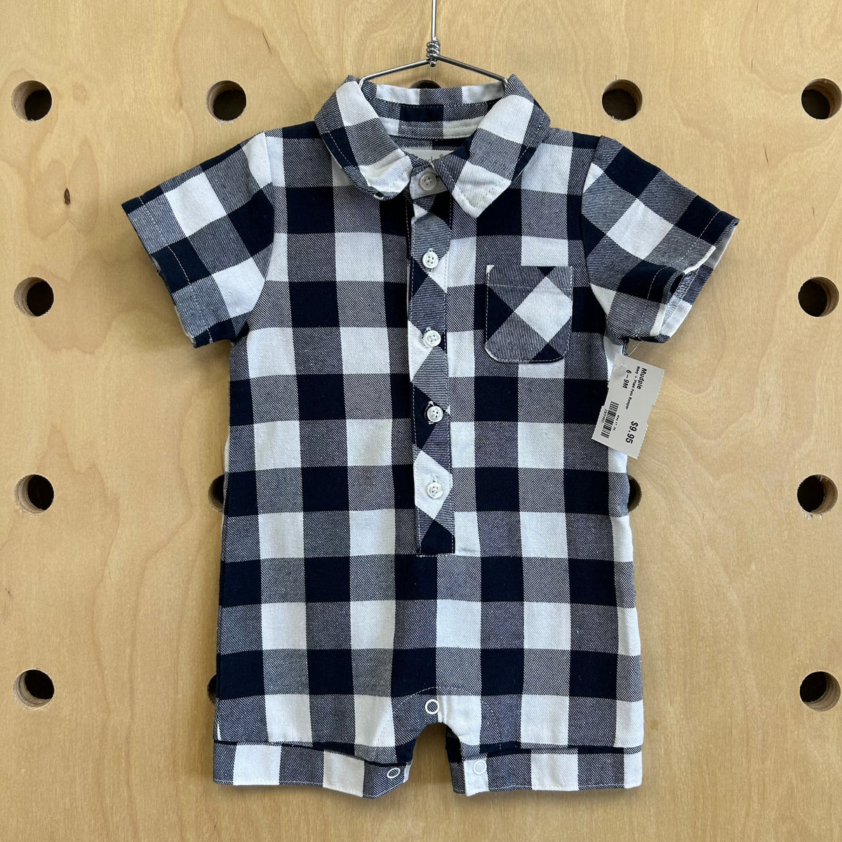 Navy + Plaid Polo Romper