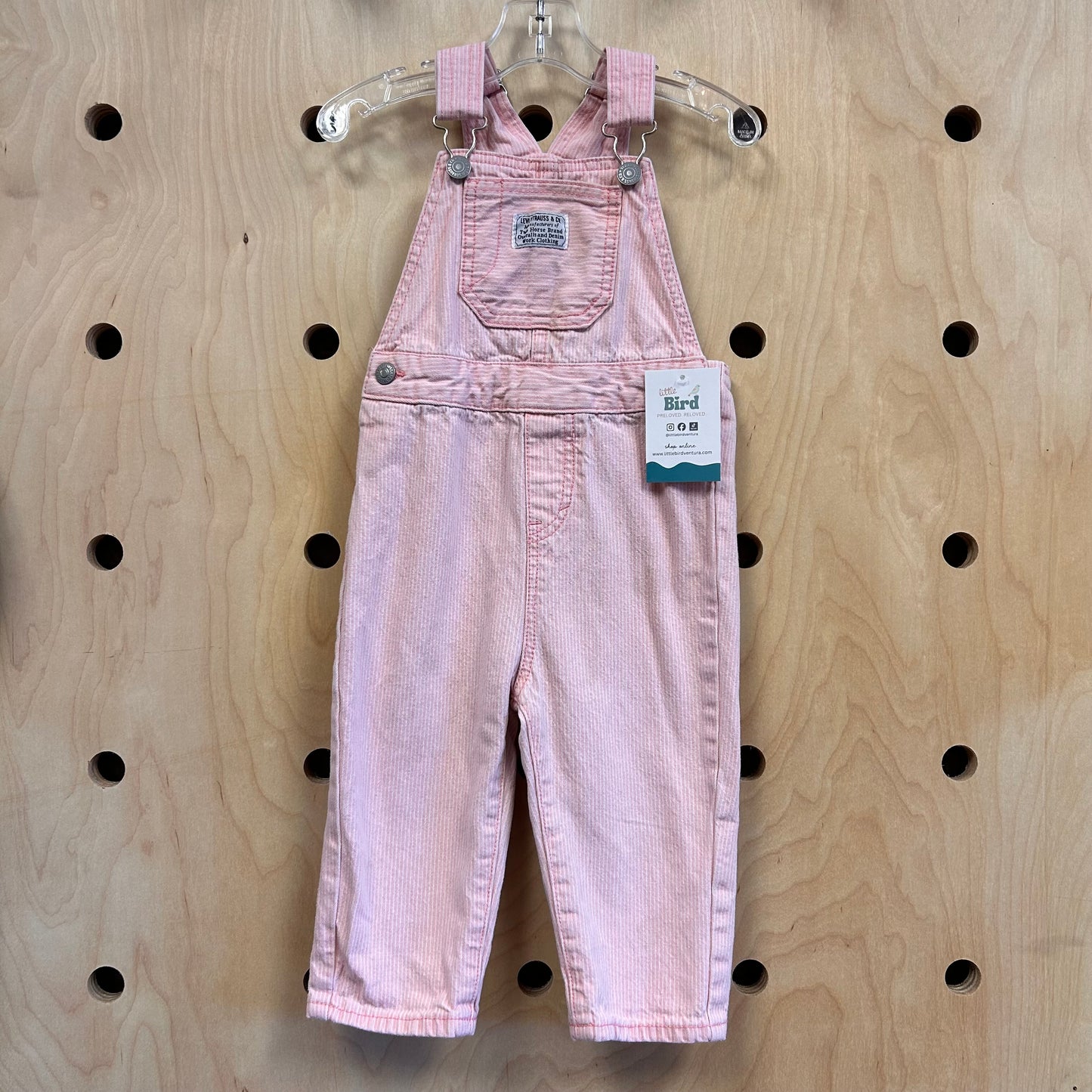 Pink Railroad Stripe Overalls