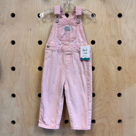 Pink Railroad Stripe Overalls