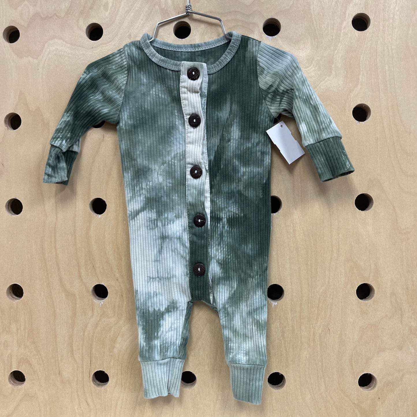 Green Ribbed Tie Dye Romper