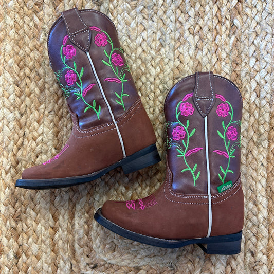 Brown Floral Cowgirl Boots NEW!