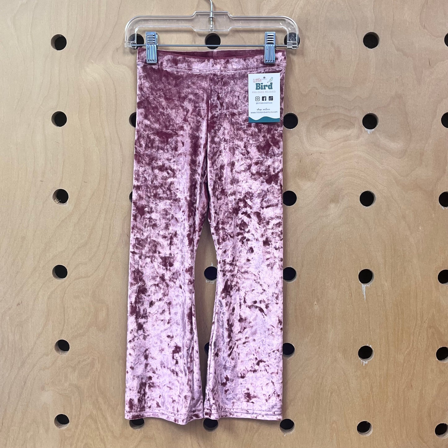 Pink Crushed Velour Flare Leggings