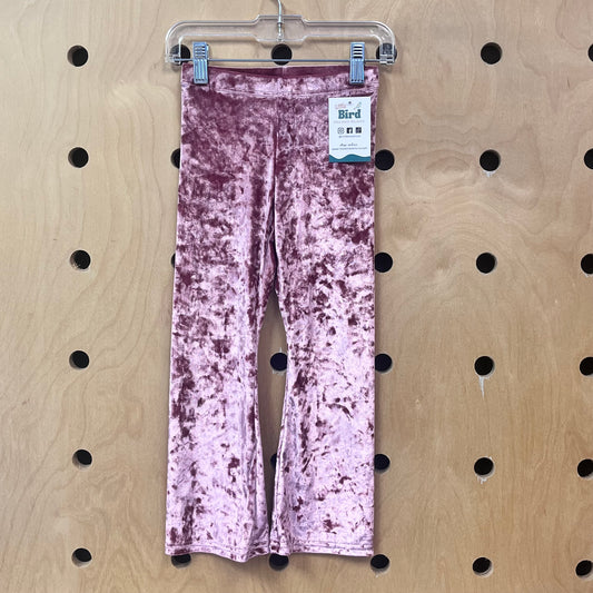 Pink Crushed Velour Flare Leggings