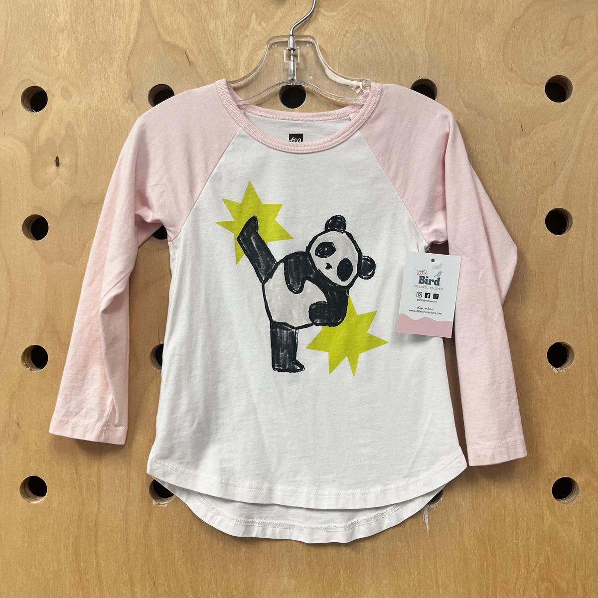 Pink Kicking Panda Raglan Tee