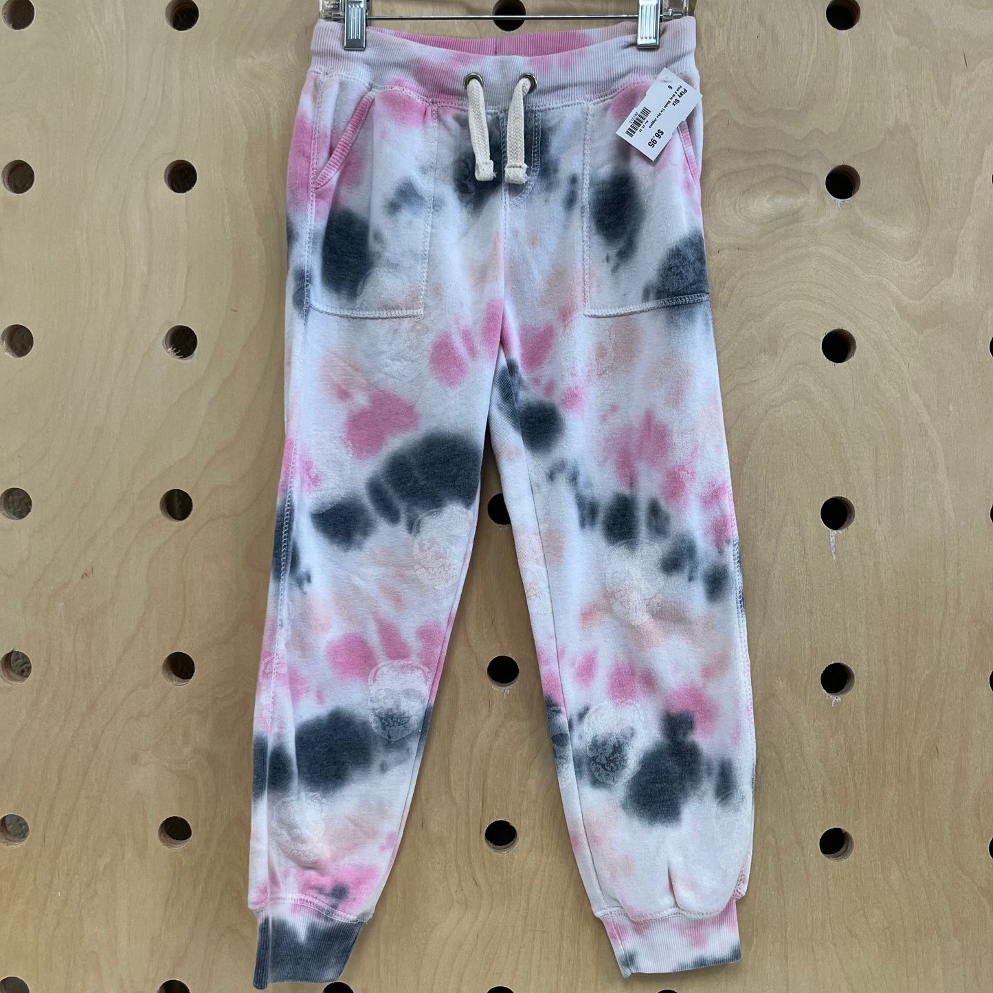 Pink & Grey Skulls Tie Dye Joggers