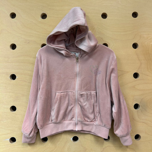 Pink Velour Hearts Zip Hoodie