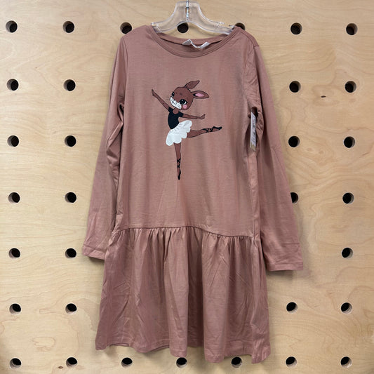 Brown Ballet Bunny LS Dress