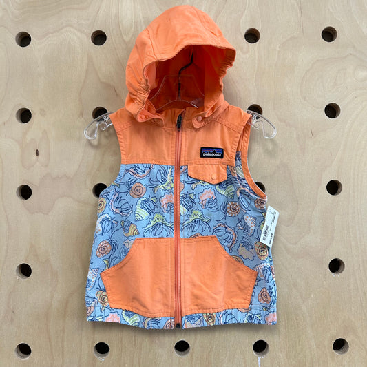 Coral Floral Shell Hooded Vest