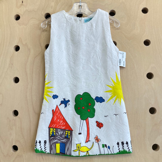 Silky White Clubhouse Cat Dress