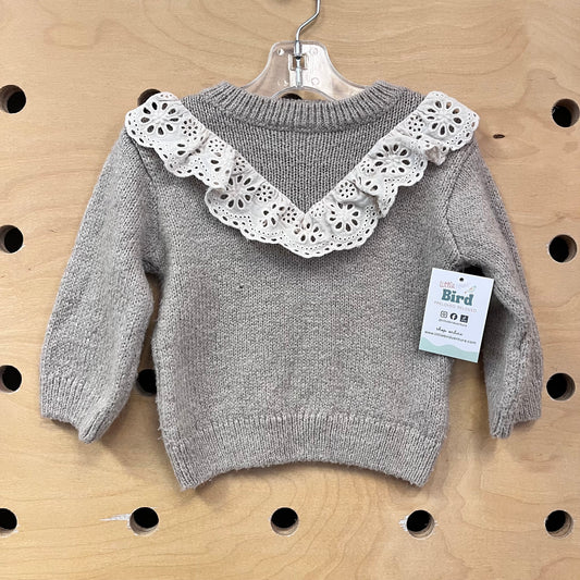 Beige Eyelet Trim Sweater
