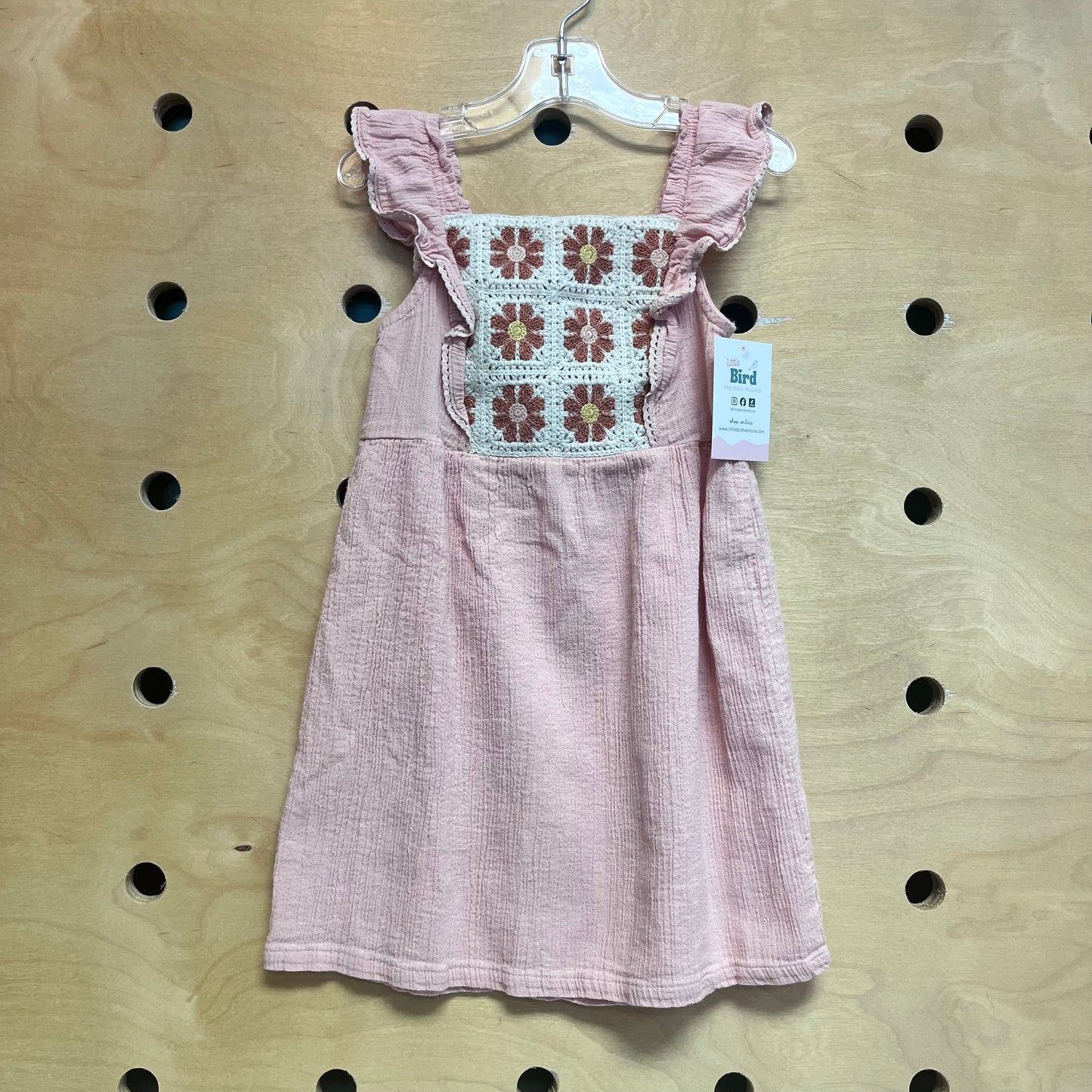 Pink Granny Square Flower Dress