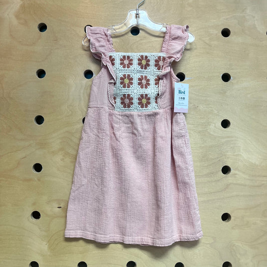 Pink Granny Square Flower Dress