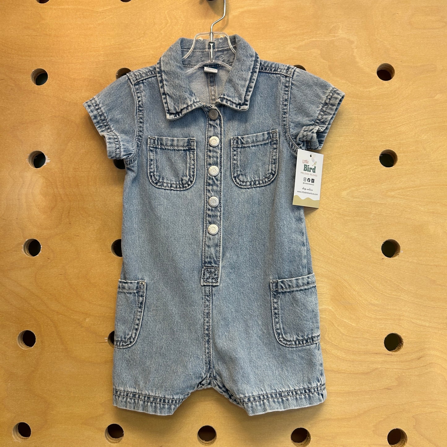 Light Wash Denim Collar Romper