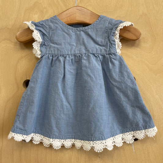 Blue + White Eyelet Trim Dress