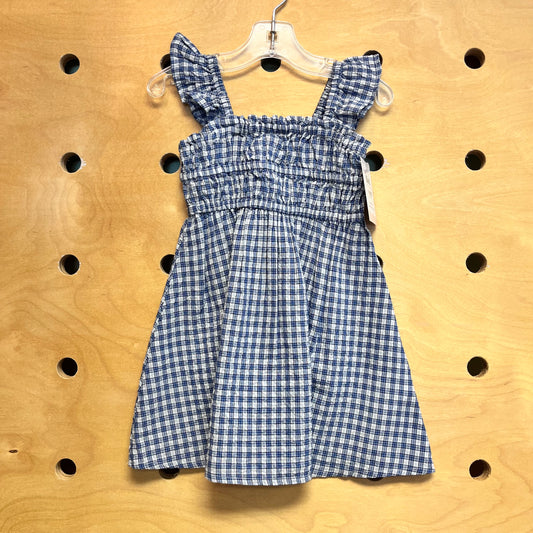 Blue Plaid Smocked Dress
