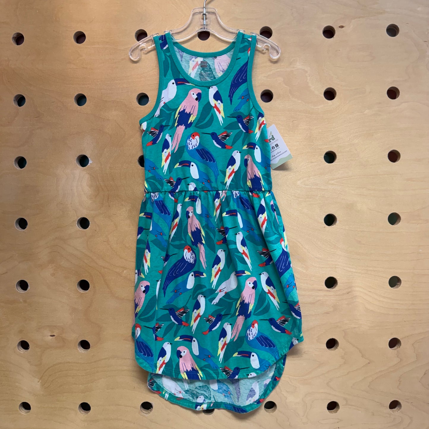 Green/Multicolor Cotton Bird Dress