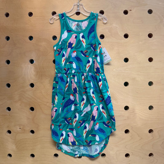 Green/Multicolor Cotton Bird Dress