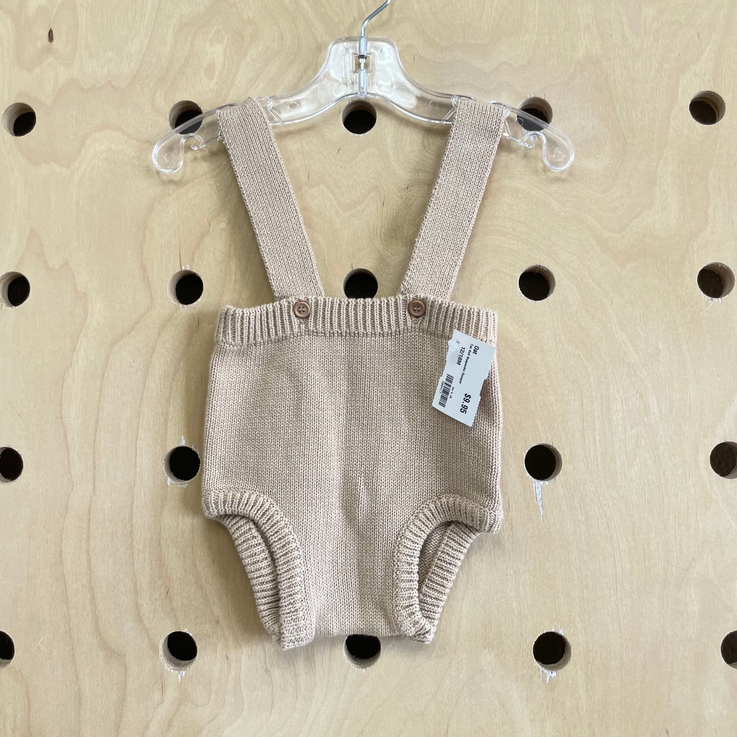 Tan Knit Suspender Romper