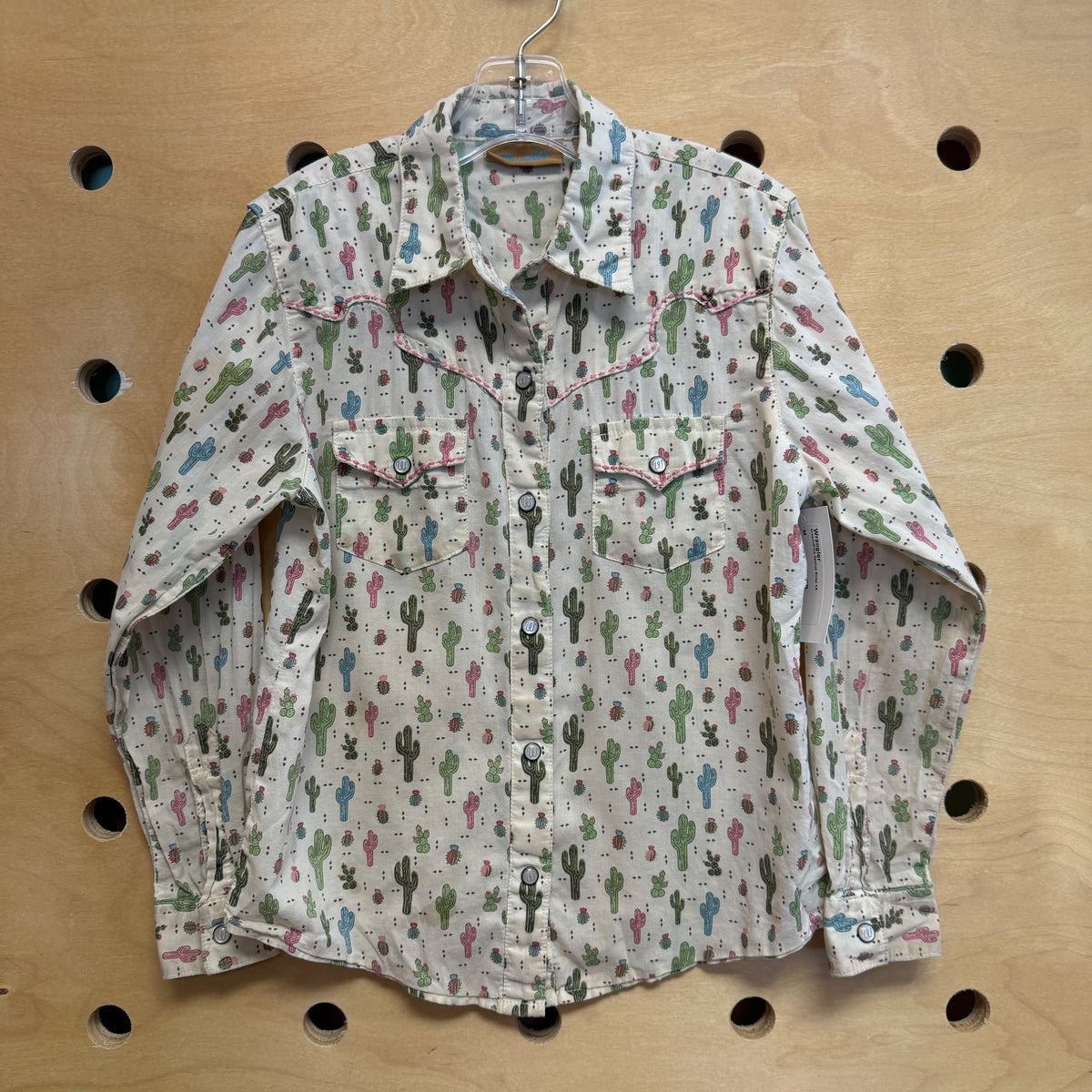 Cream/Pink Cactus Snap LS