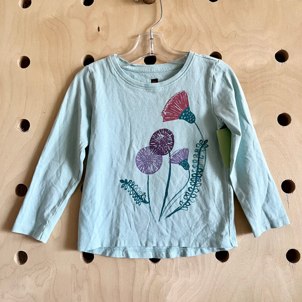 Blue Sparkly Floral Long Sleeve Tee