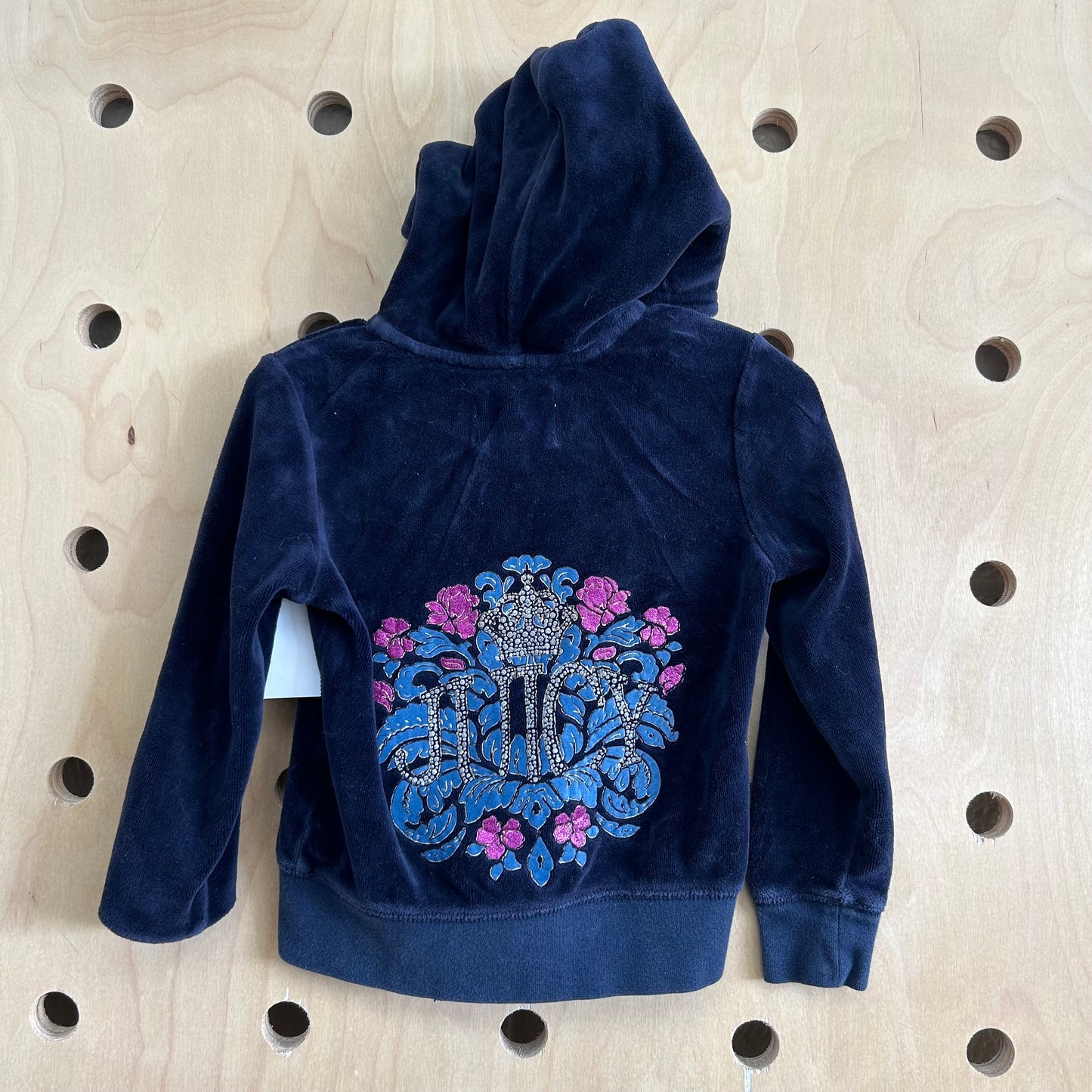 Blue Velour Zip Hoodie