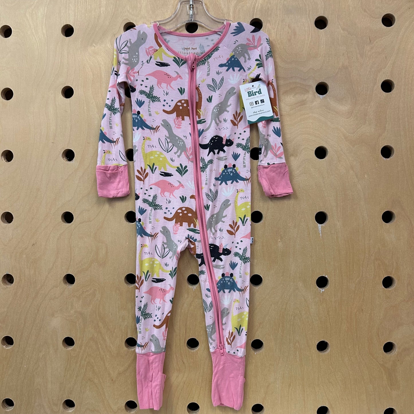 Pink Dino Bamboo Zippy