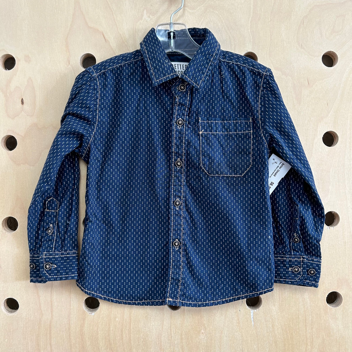 Navy+White Dots Button Up