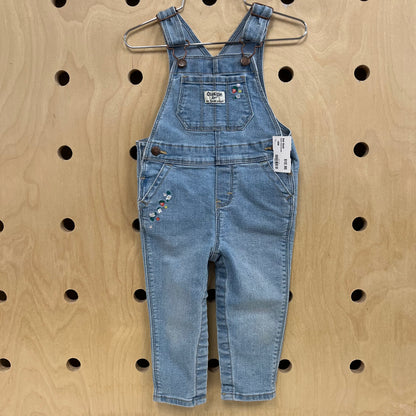 Denim Floral Overalls