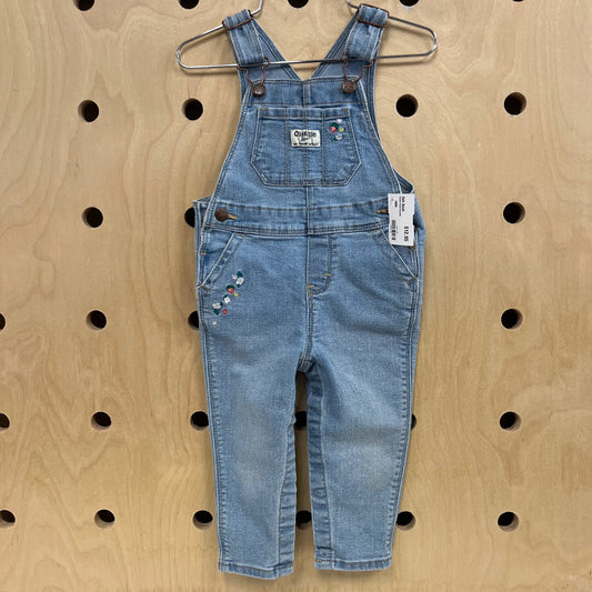 Denim Floral Overalls