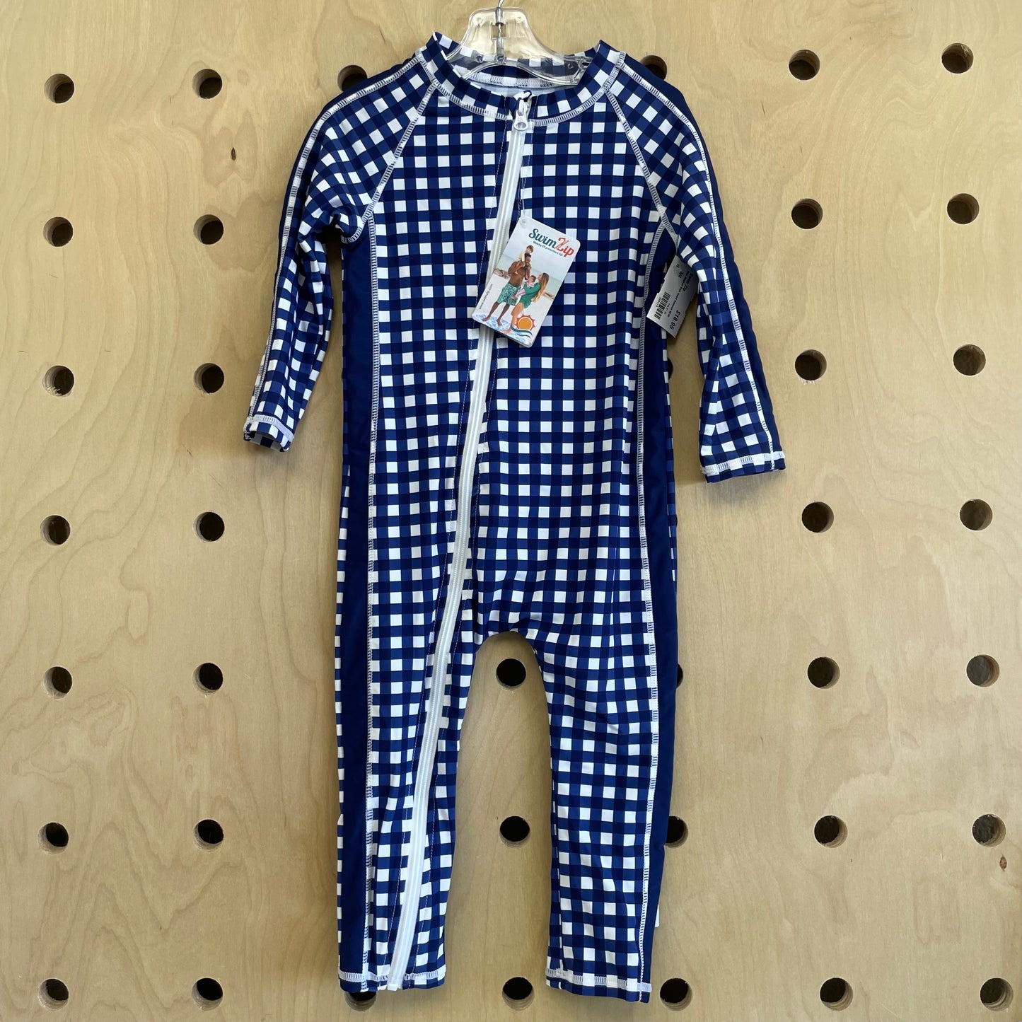 Blue Gingham Rash Guard Swimsuit NEW!