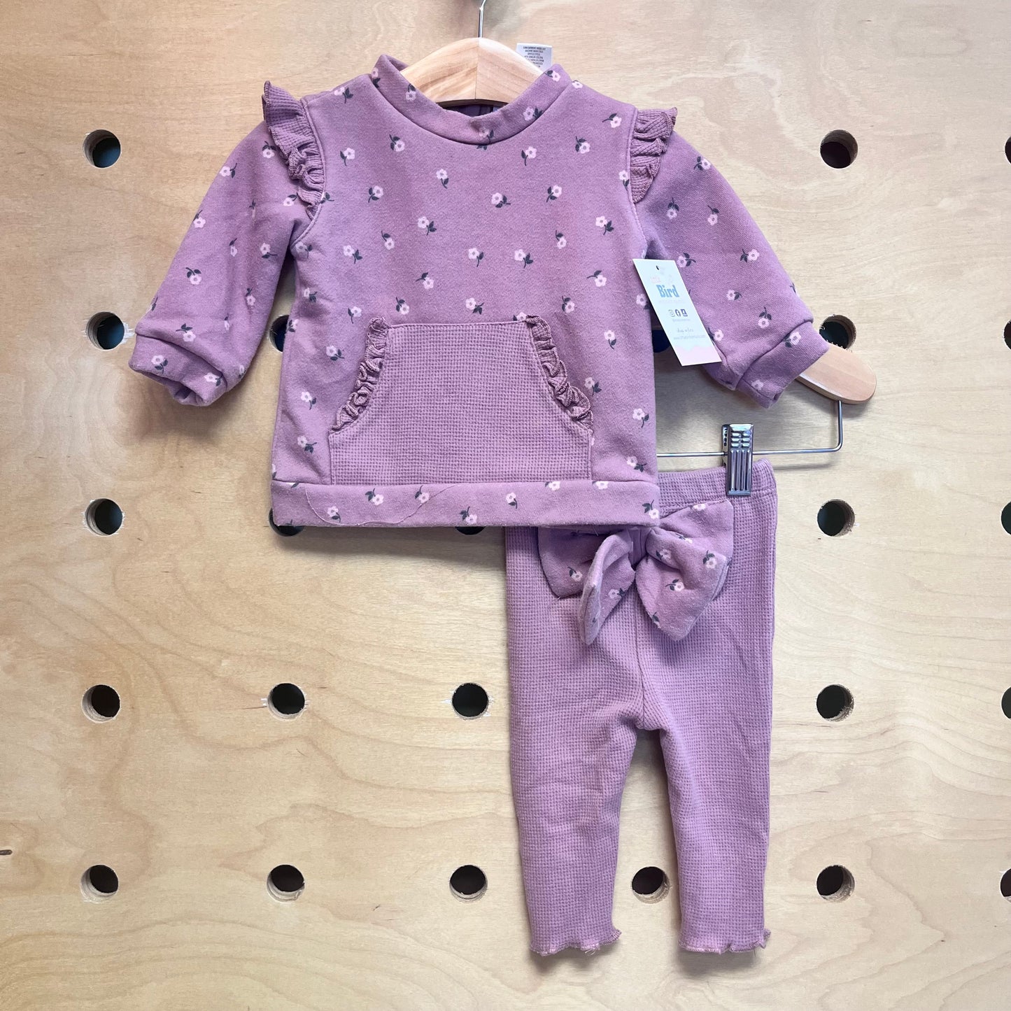 Mauve Floral Waffle Knit Outfit