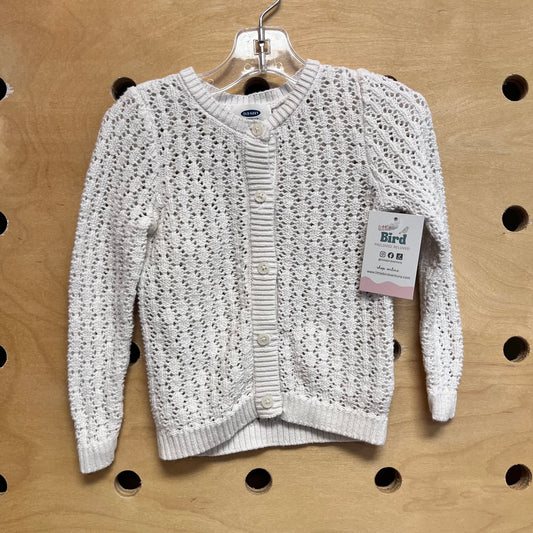 White Knit Button Up Sweater