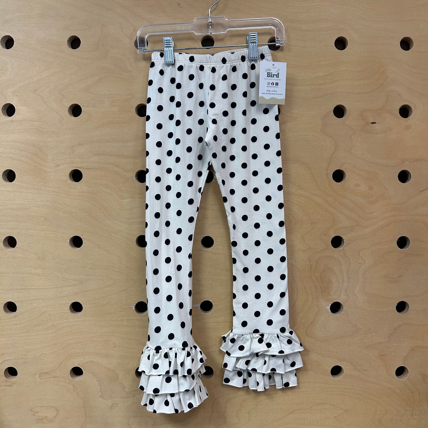 White/Black Ruffle Leg Leggings