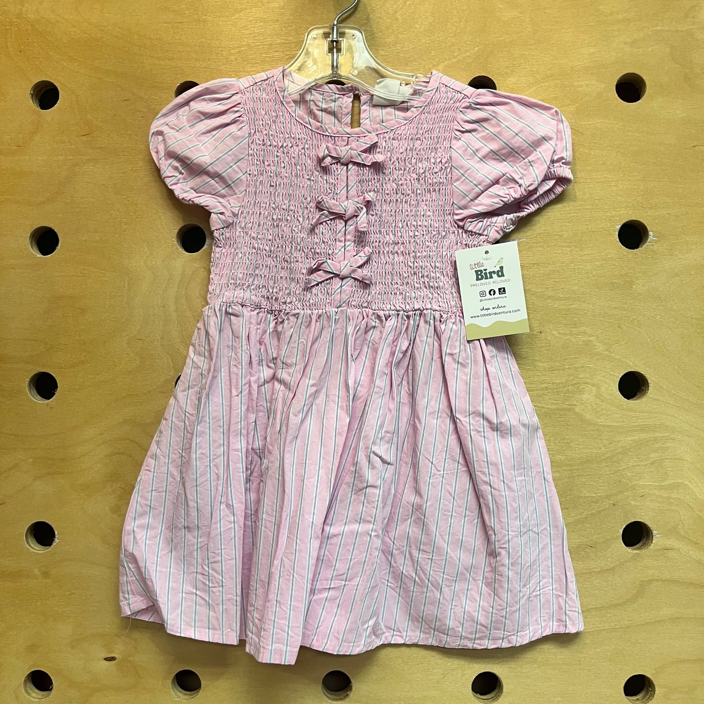 Pink & Blue Striped Smocked Dress