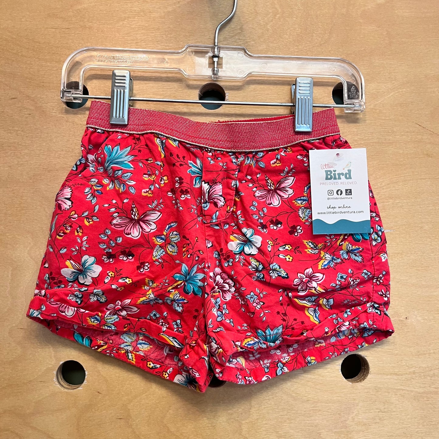 Red/Blue Floral Cotton Shorts