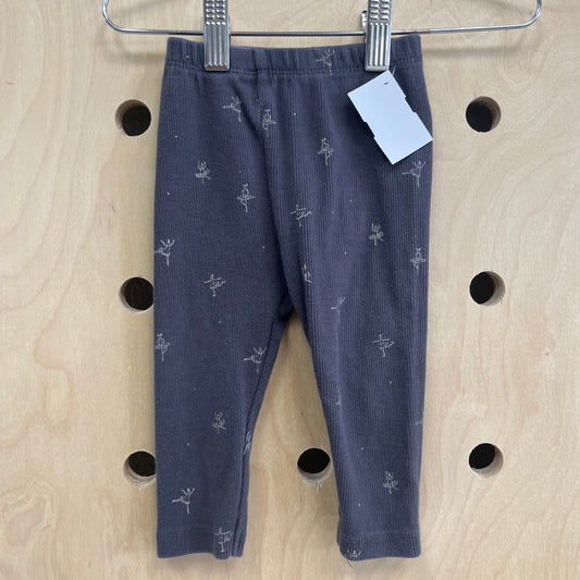 Grey Floral Ribbed Leggings