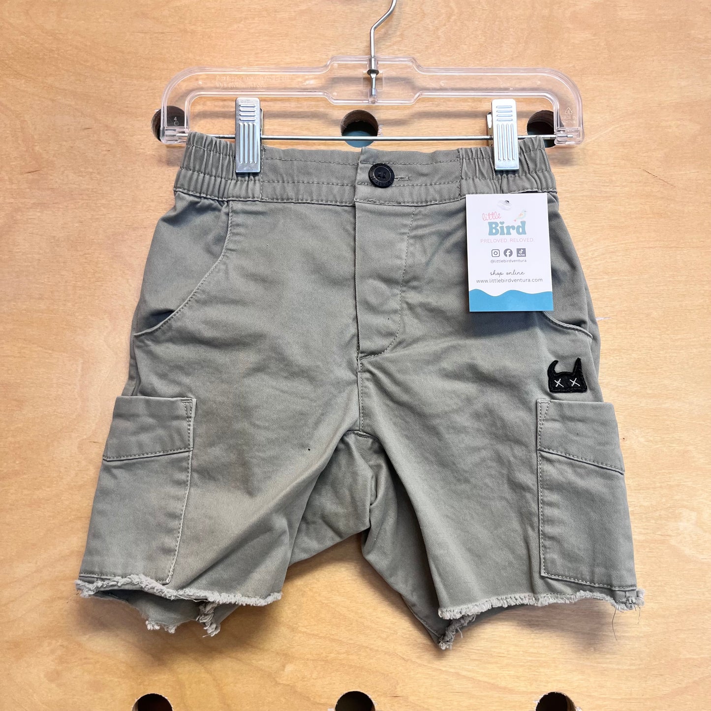 Green Raw Hem Shorts