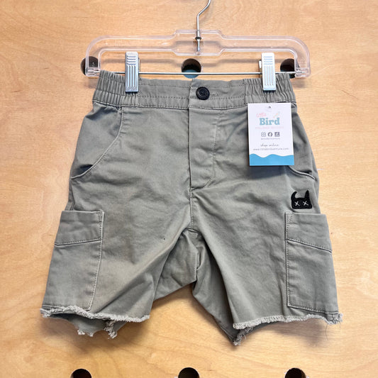 Green Raw Hem Shorts