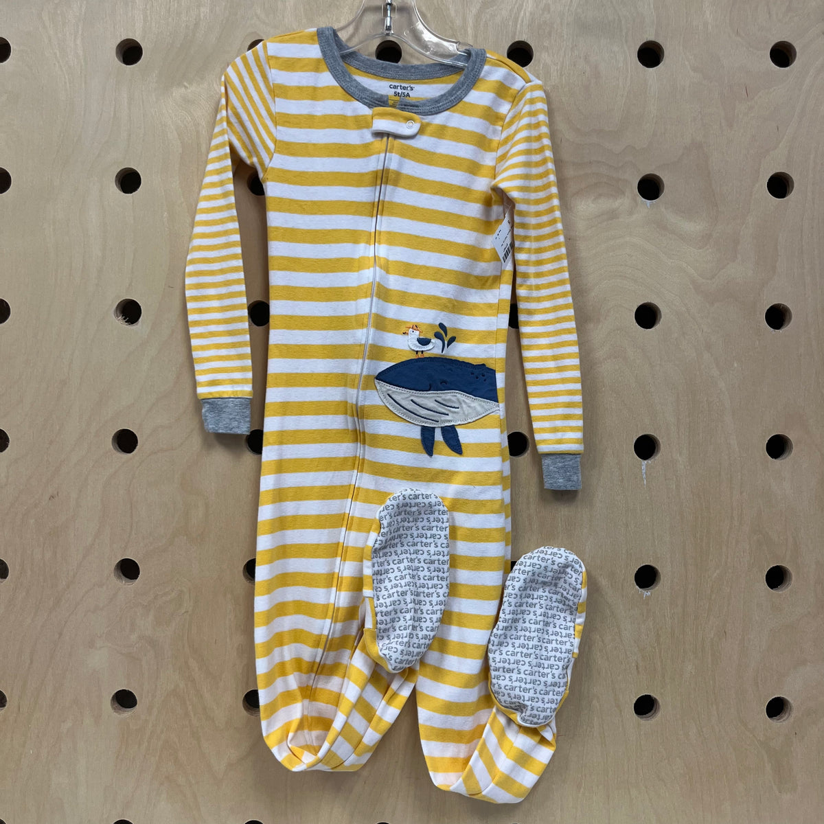 Yellow Striped Whale Footie Pajamas
