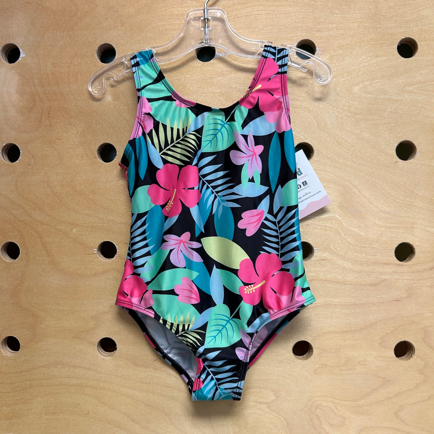 Black/Bright Tropical Floral Swimsuit