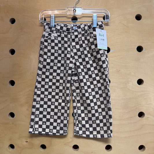 Brown/Cream Checkered Flower Denim