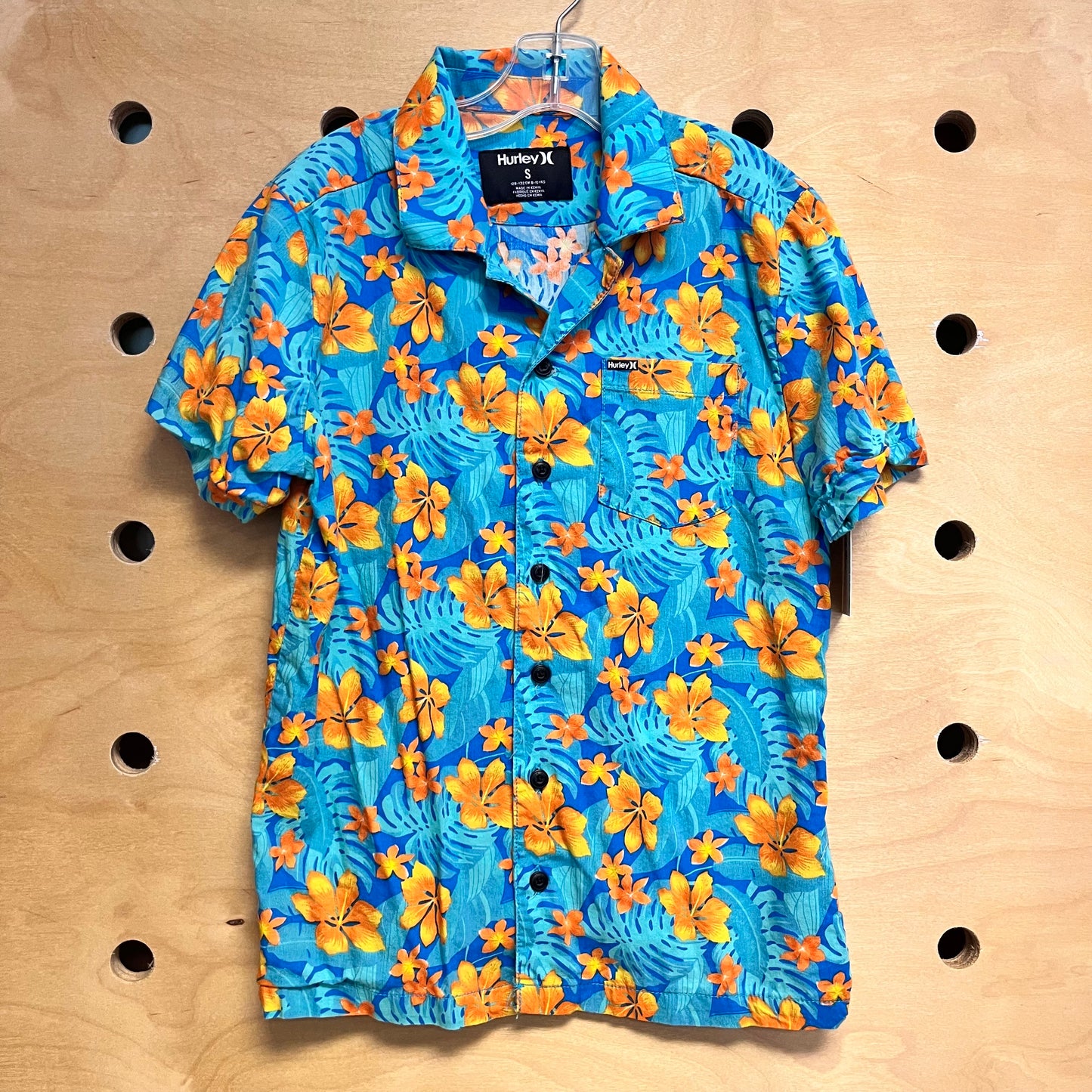 Blue/Orange Flowers Button Up