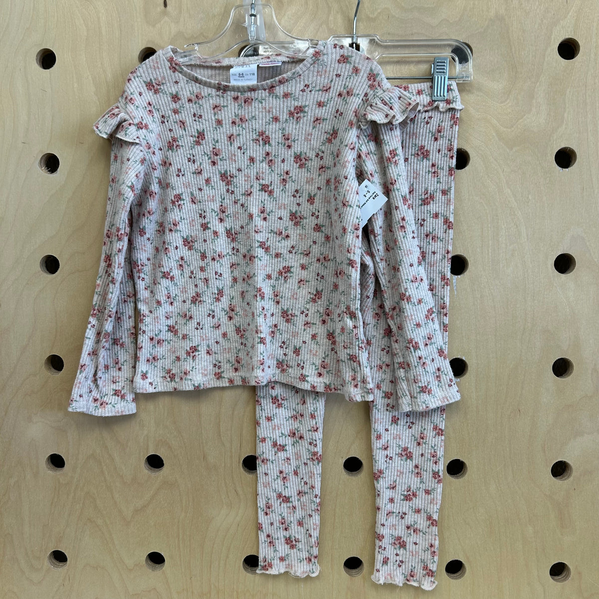 Pink Floral Soft Ribbed Outfit