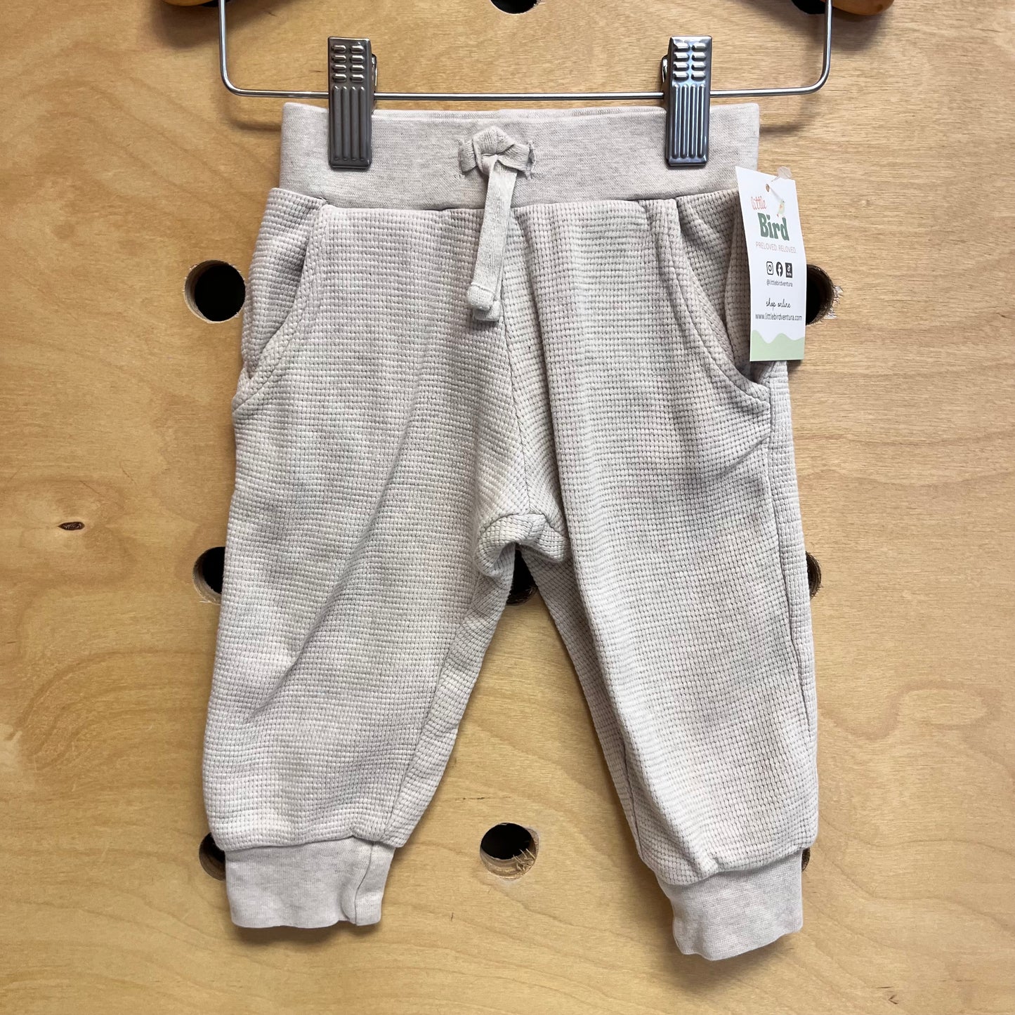 Beige Waffle Knit Organic Pants