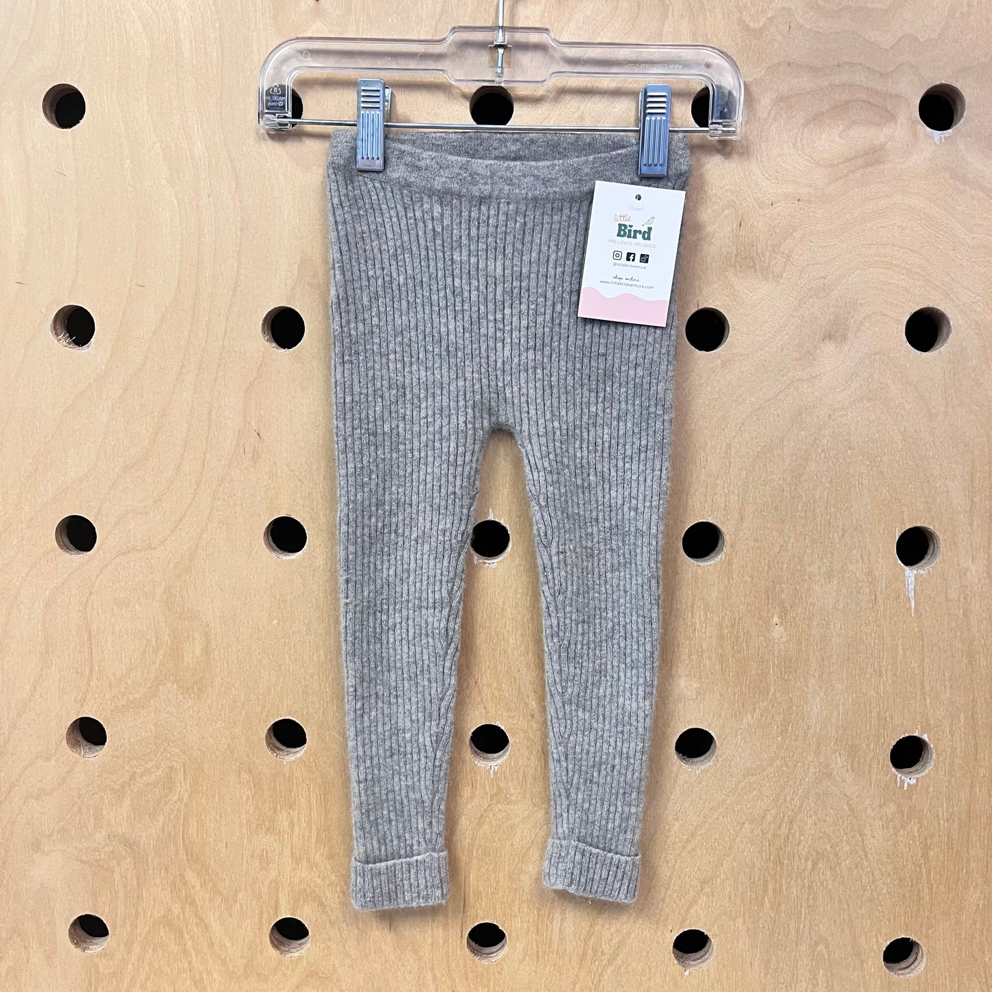 Grey Cashmere Ribbed Leggings